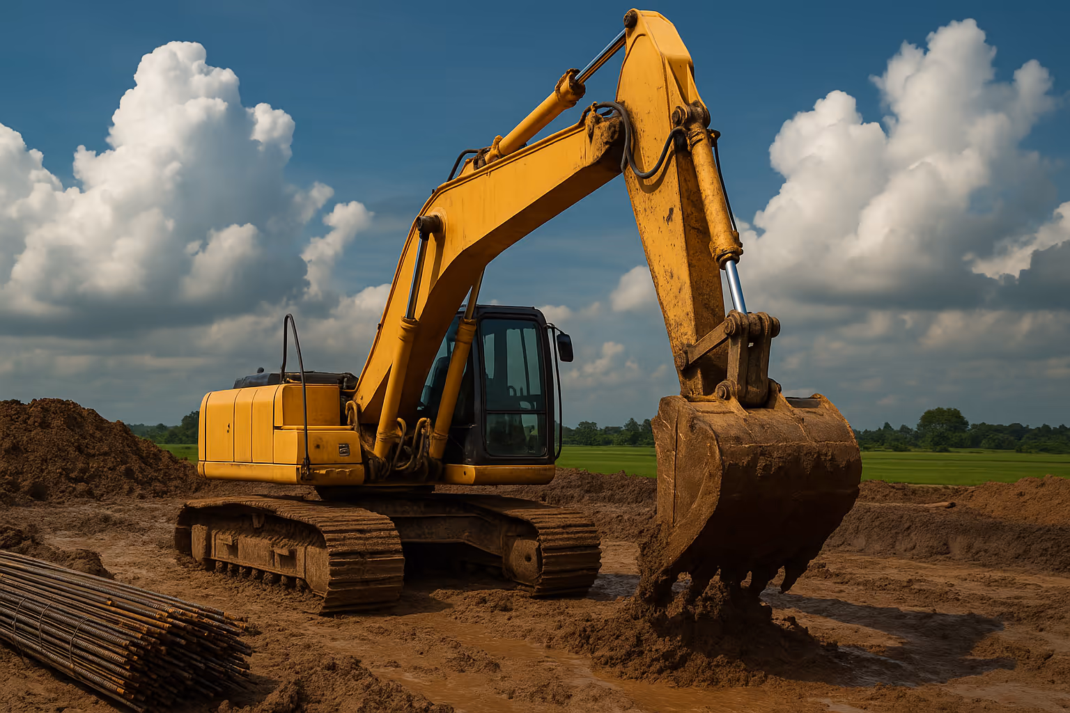 Area kerja alat berat untuk proyek konstruksi dan tambang